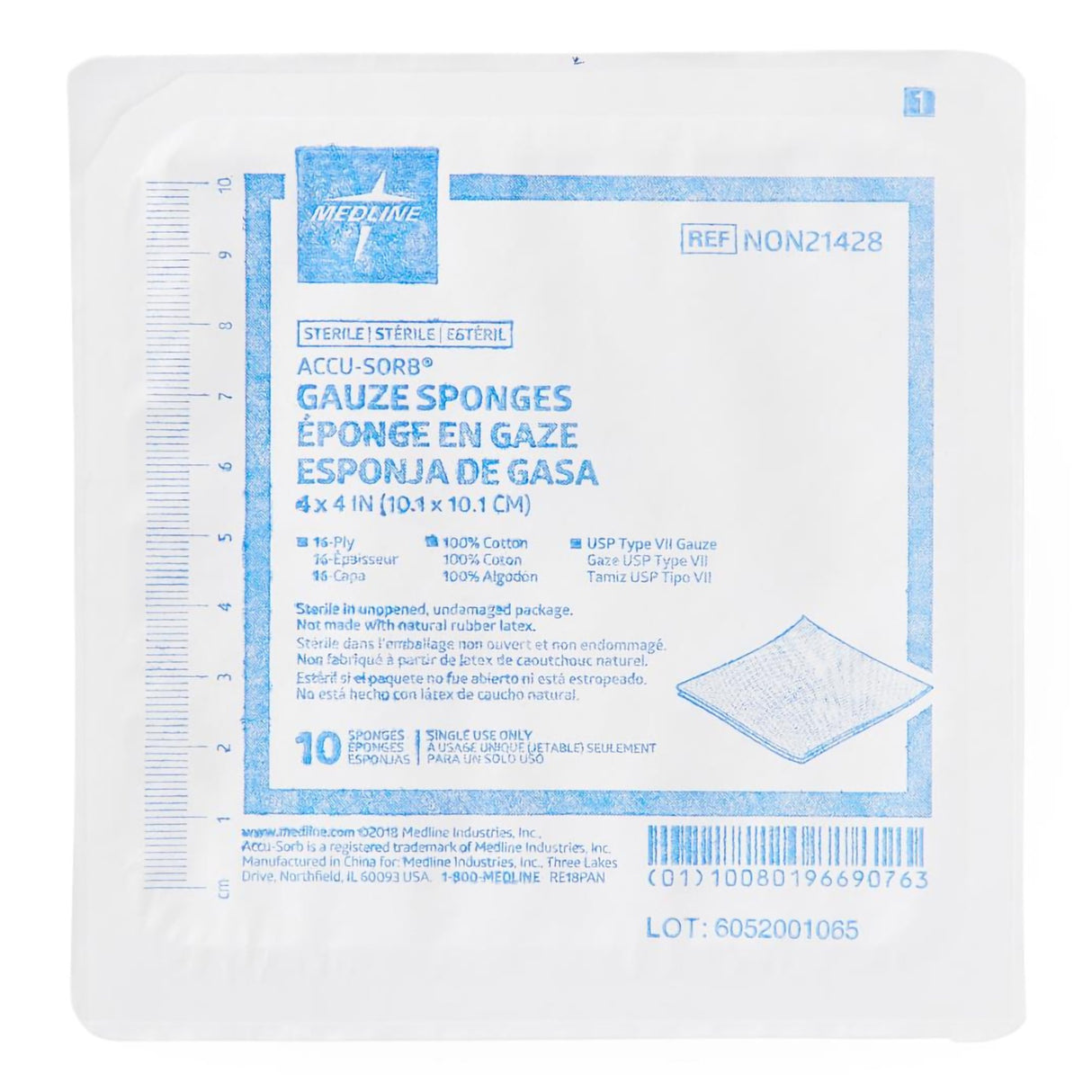 Gauze Sponge Medline 4 X 4 Inch 16-Ply Sterile 10 per Tray - BeHope