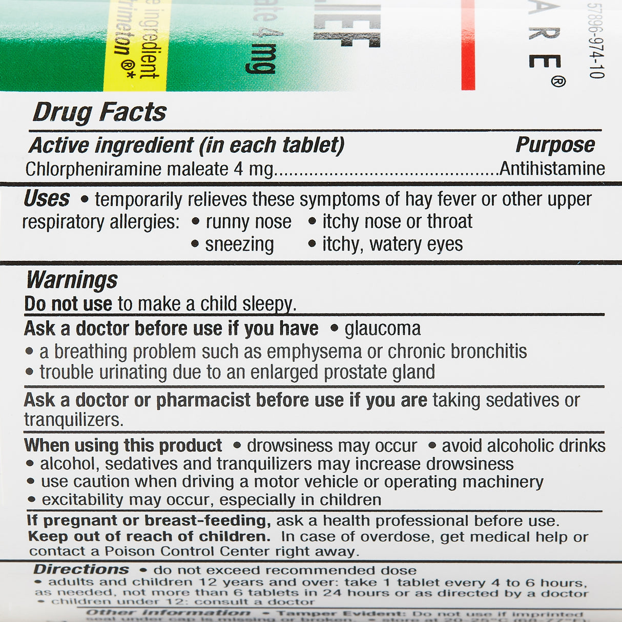 Allergy Relief HEALTHSTAR® 4 mg Strength Tablet 1,000 per Bottle - BeHope