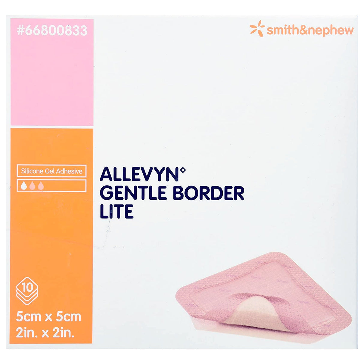 Thin Foam Dressing Allevyn Gentle Border Lite 2 X 2 Inch With Border Film Backing Silicone Gel Adhesive Square Sterile - BeHope