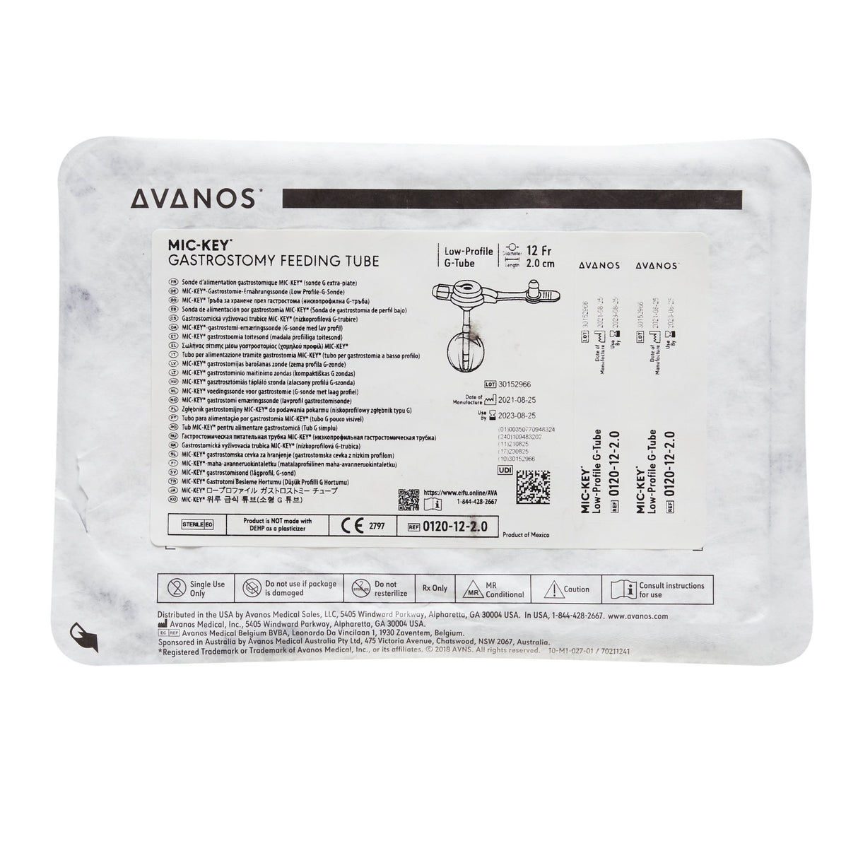 Low Profile Gastrostomy Tube Kit MIC-Key® 12 Fr. 2.0 cm Tube Silicone Sterile - BeHope