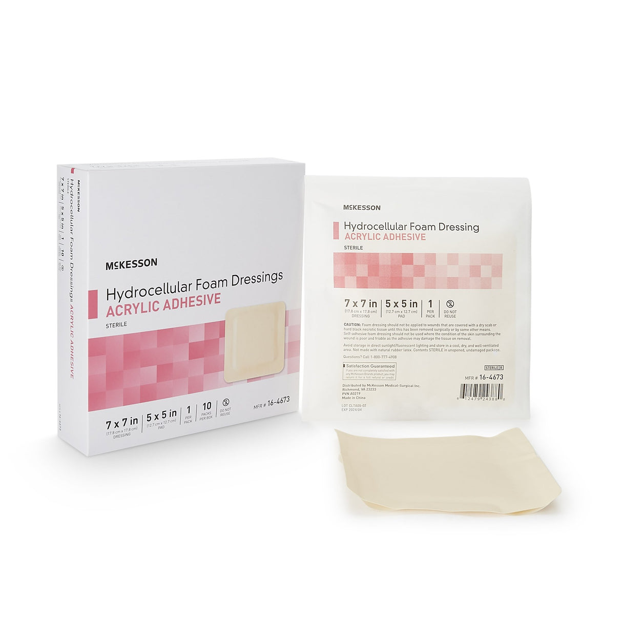 Foam Dressing McKesson 7 X 7 Inch With Border Film Backing Acrylic Adhesive Square Sterile - BeHope