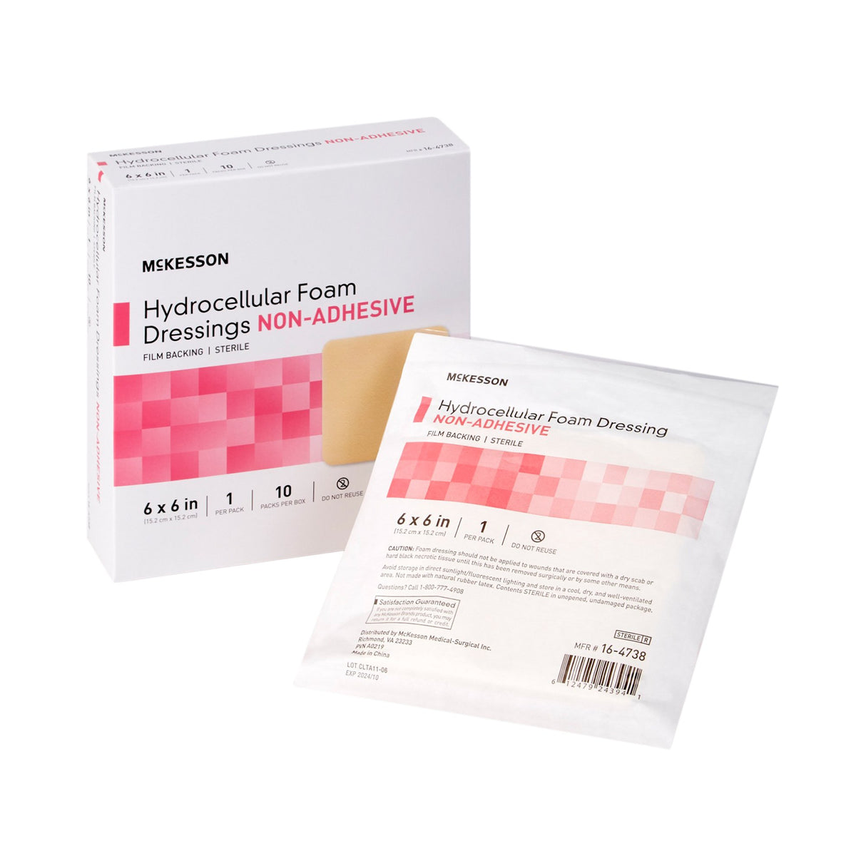 Foam Dressing McKesson 6 X 6 Inch Without Border Film Backing Nonadhesive Square Sterile - BeHope