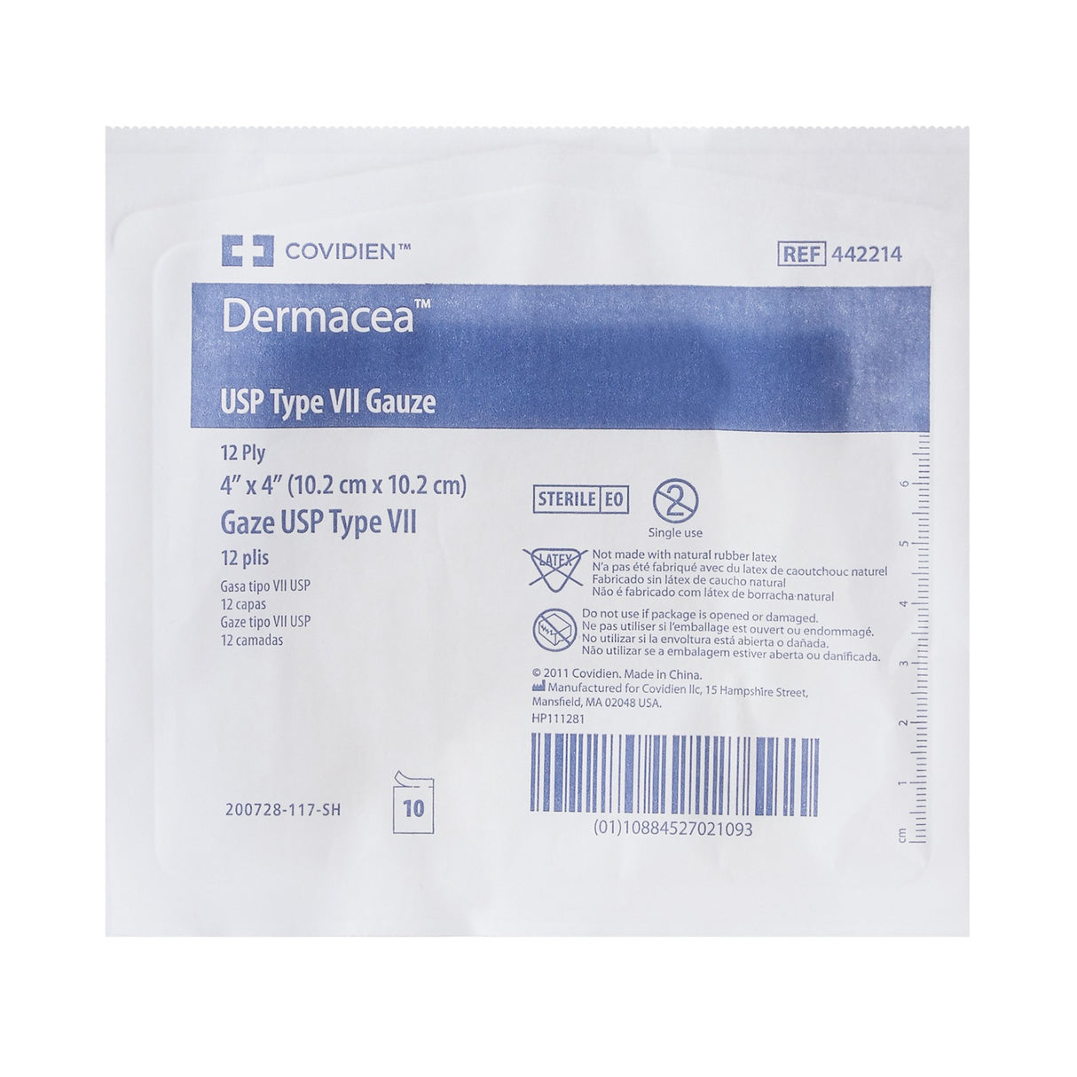 Gauze Sponge Dermacea™ 4 X 4 Inch 12-Ply Sterile 10 per Pack - BeHope