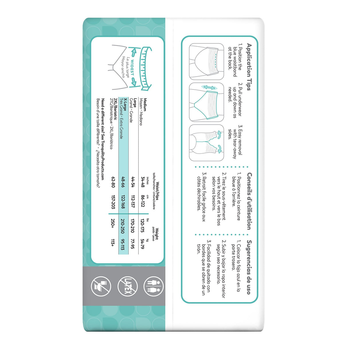 Unisex Adult Absorbent Underwear Tranquility® Essential Pull On with Tear Away Seams X-Large Disposable Heavy Absorbency - BeHope