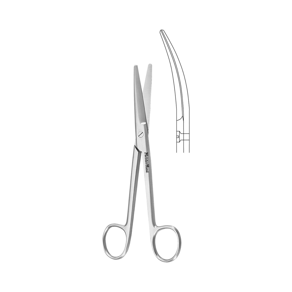 Dissecting Scissors MeisterHand® Mayo 9 Inch Length OR / Surgical Grade German Stainless Steel NonSterile Finger Ring Handle Curved, Beveled Blunt Tip / Blunt Tip - BeHope