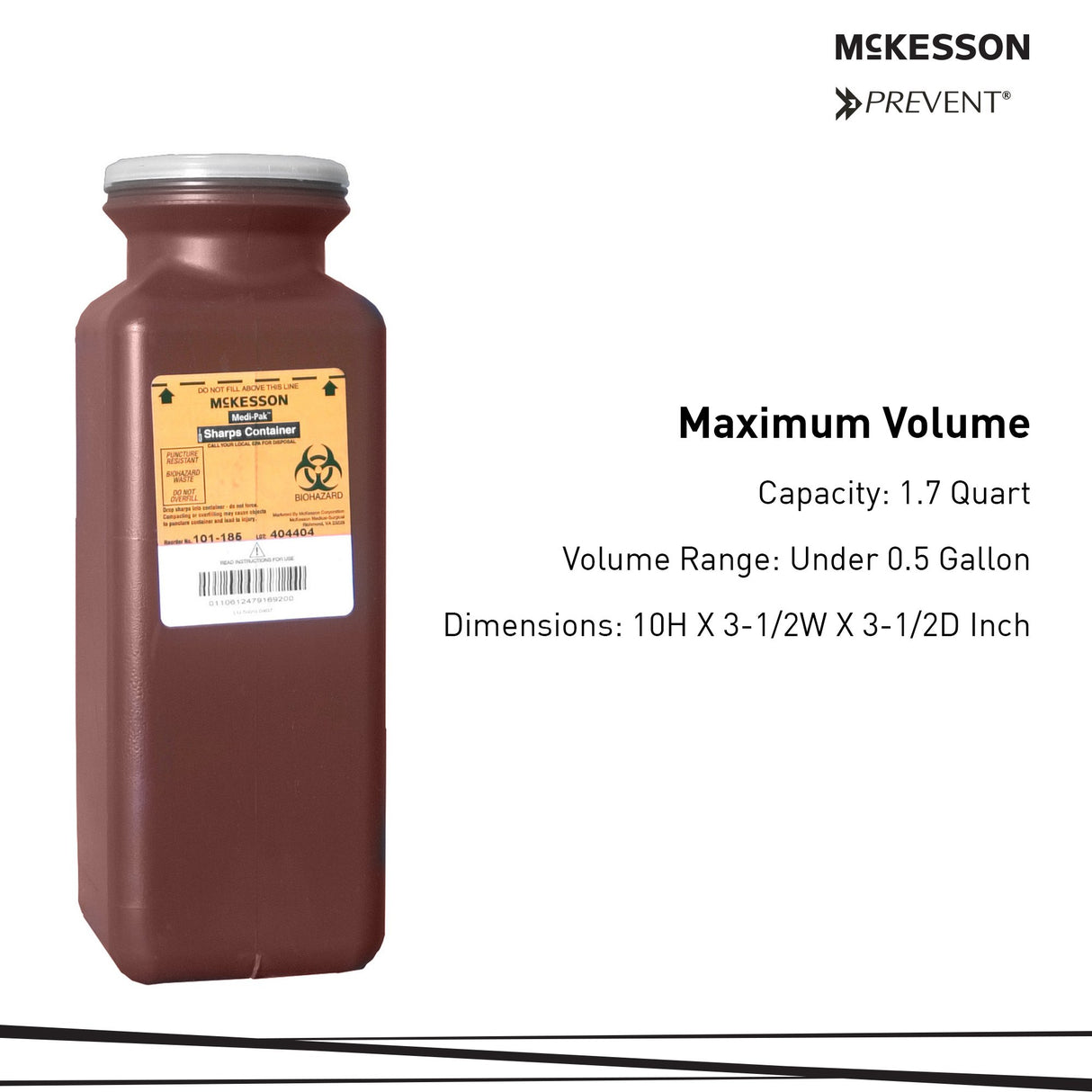 Sharps Container McKesson Red Base 10 H X 3-1/2 W X 3-1/2 D Inch Vertical Entry 0.425 Gallon - BeHope