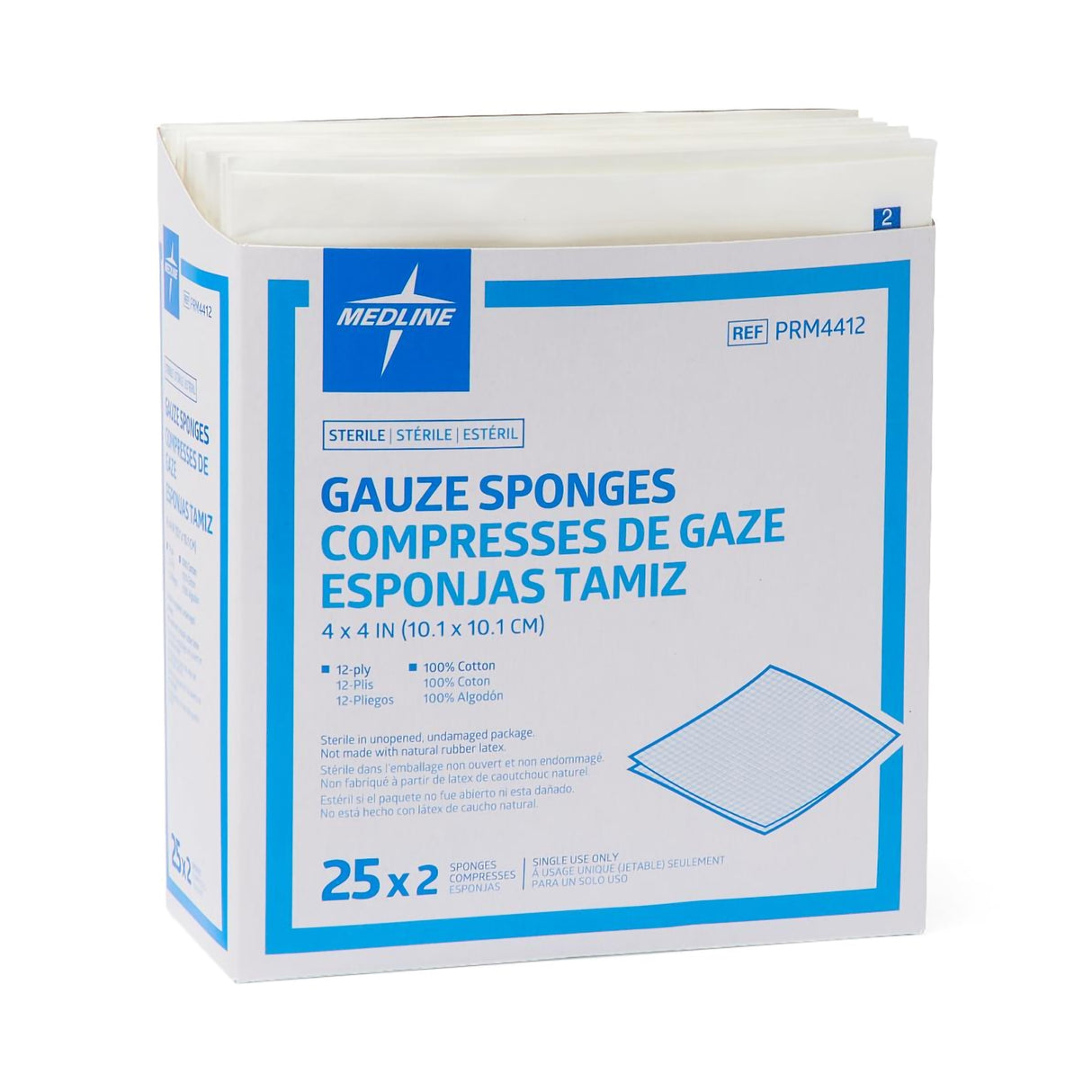 Gauze Sponge Medline Essentials 4 X 4 Inch 12-Ply Sterile 2 per Pack - BeHope