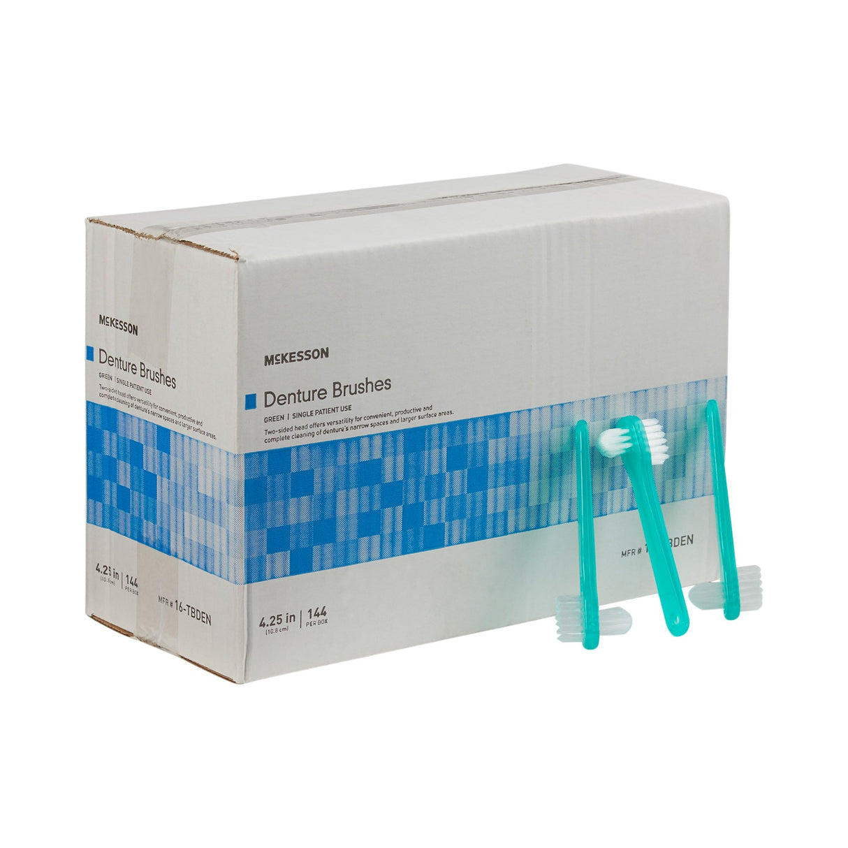 Denture Brush McKesson 2-Sided Bristle Green - BeHope