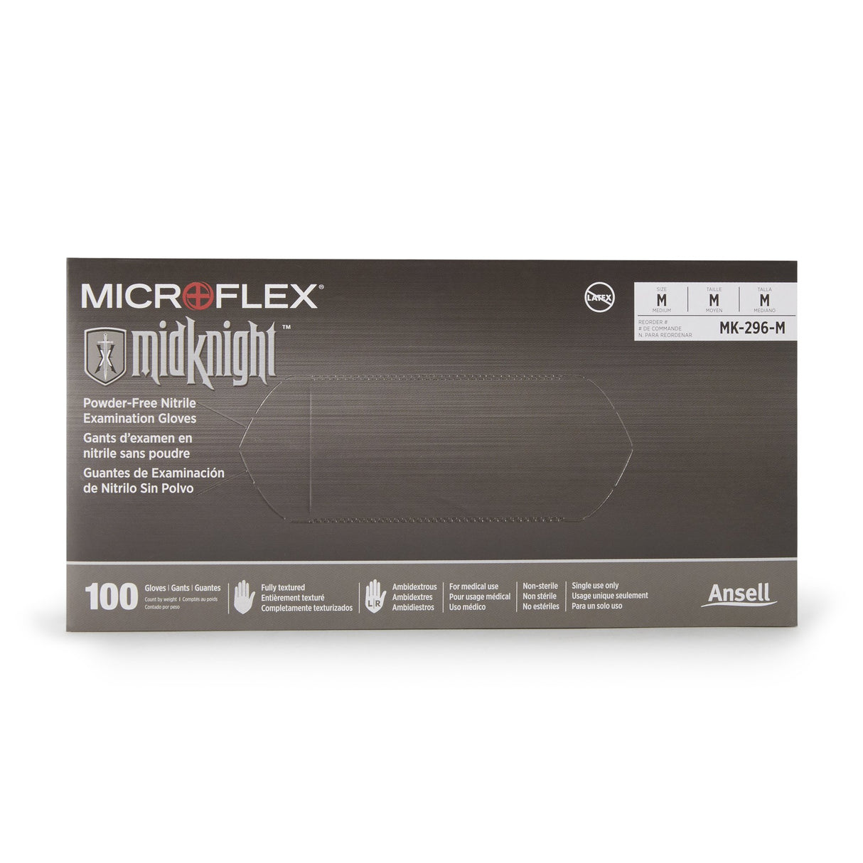 Exam Glove MICROFLEX® MidKnight™ Medium NonSterile Nitrile Standard Cuff Length Fully Textured Black Fentanyl Tested - BeHope