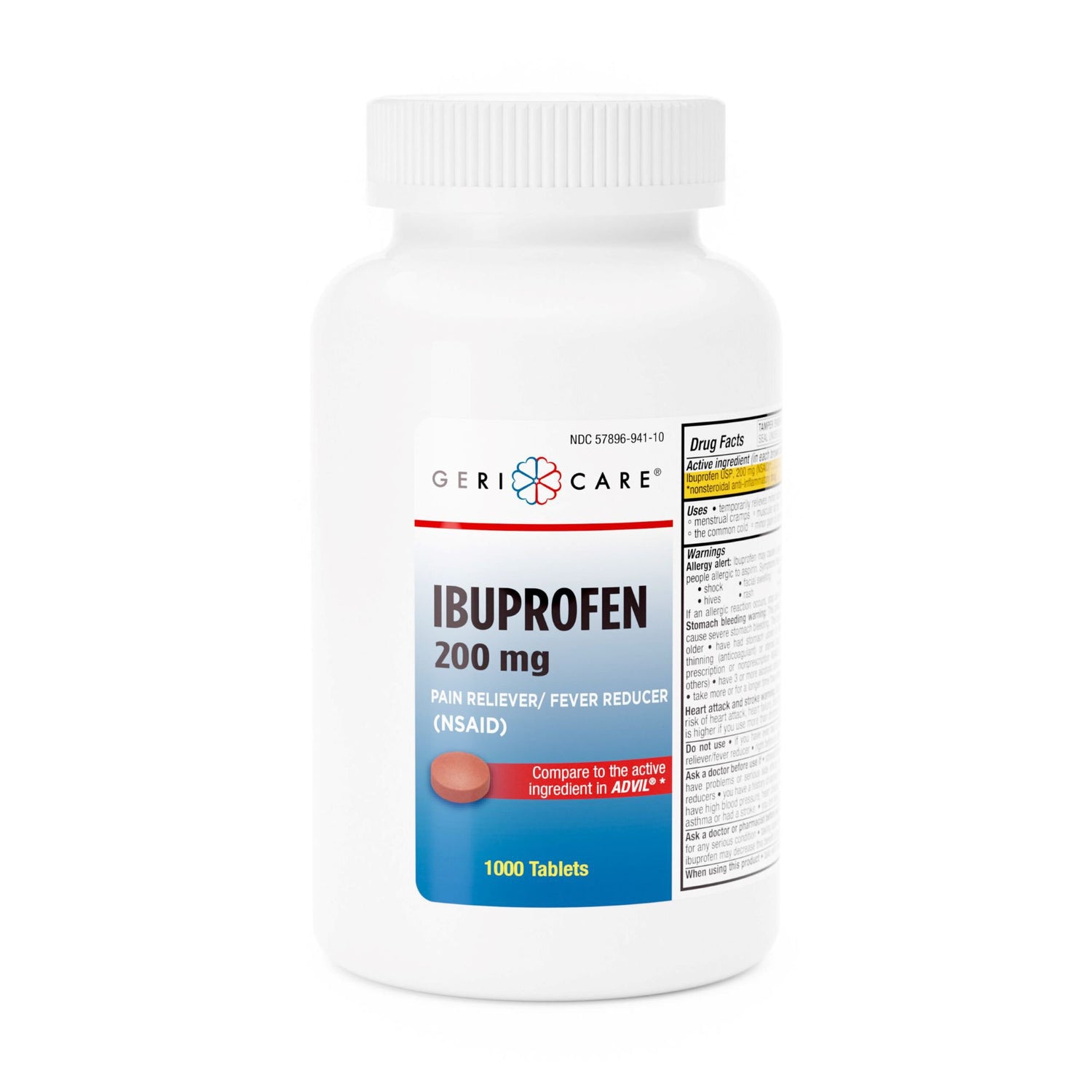 Pain Relief Geri-Care® 200 mg Strength Ibuprofen Tablet 1000 Per Bottle - BeHope