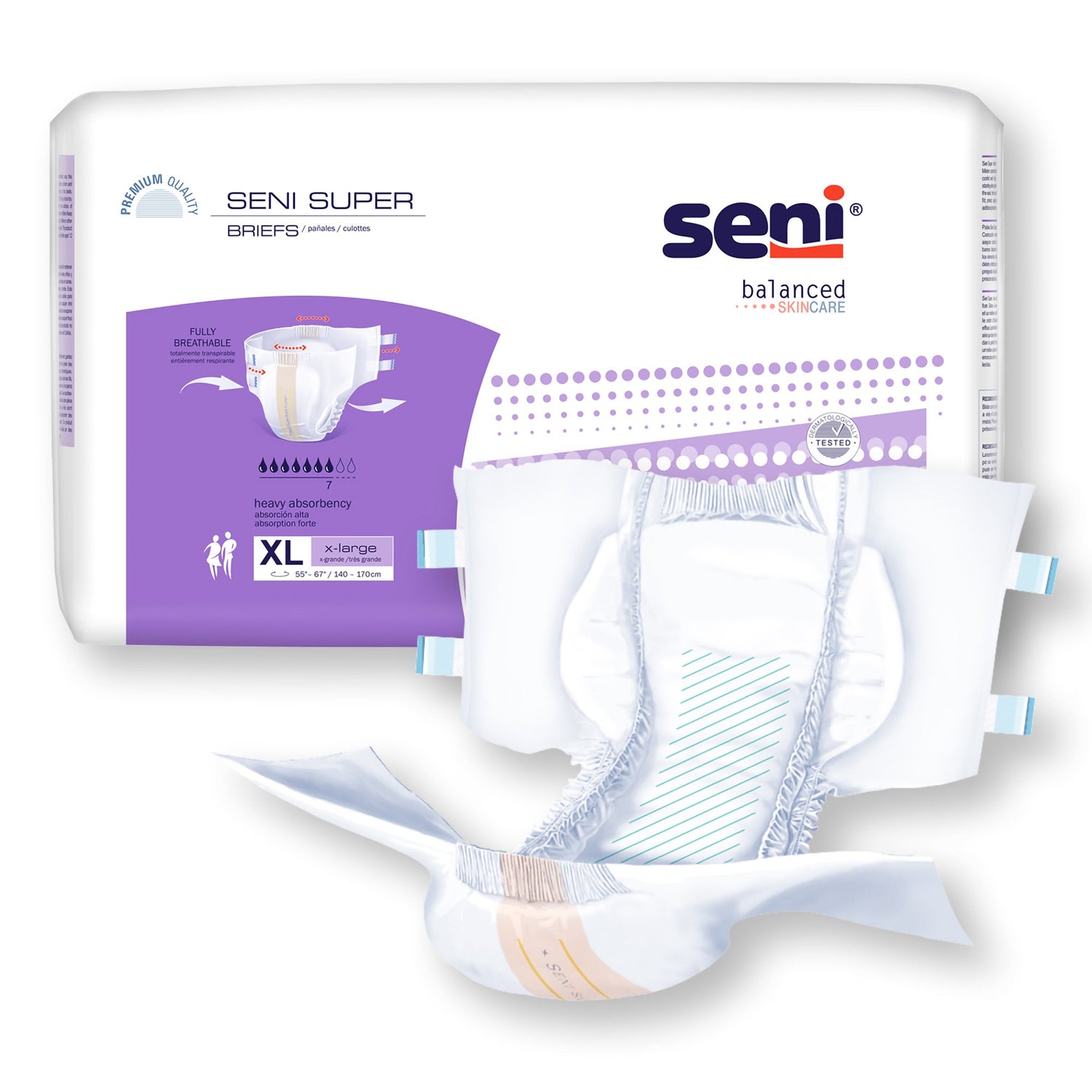 Unisex Adult Incontinence Brief Seni® Super X-Large Disposable Heavy Absorbency - BeHope