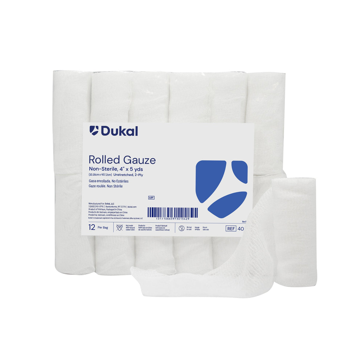Conforming Bandage Dukal™ 4 Inch X 5 Yard 2-Ply NonSterile 12 per Pack - BeHope
