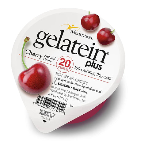 Oral Supplement Gelatein® Plus Cherry Flavor Gel 4 oz. Cup - BeHope