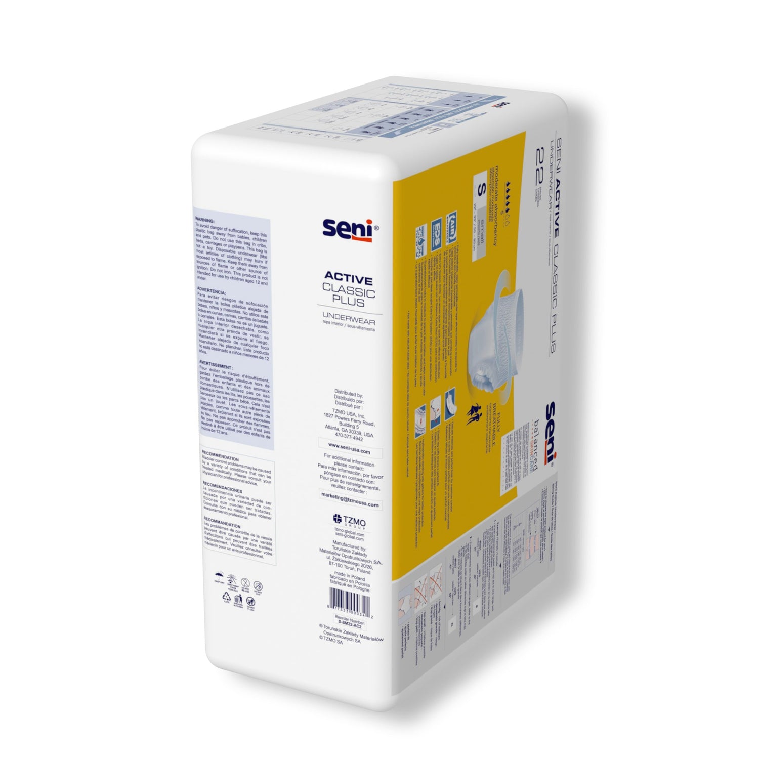 Unisex Adult Absorbent Underwear Seni® Active Classic Plus Pull On with Tear Away Seams Small Disposable Moderate Absorbency - BeHope