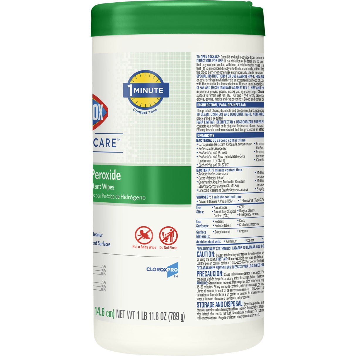 Surface Disinfectant Cleaner Clorox Healthcare® Premoistened Hydrogen Peroxide Based Manual Pull Wipe 155 Count Canister Unscented NonSterile - BeHope