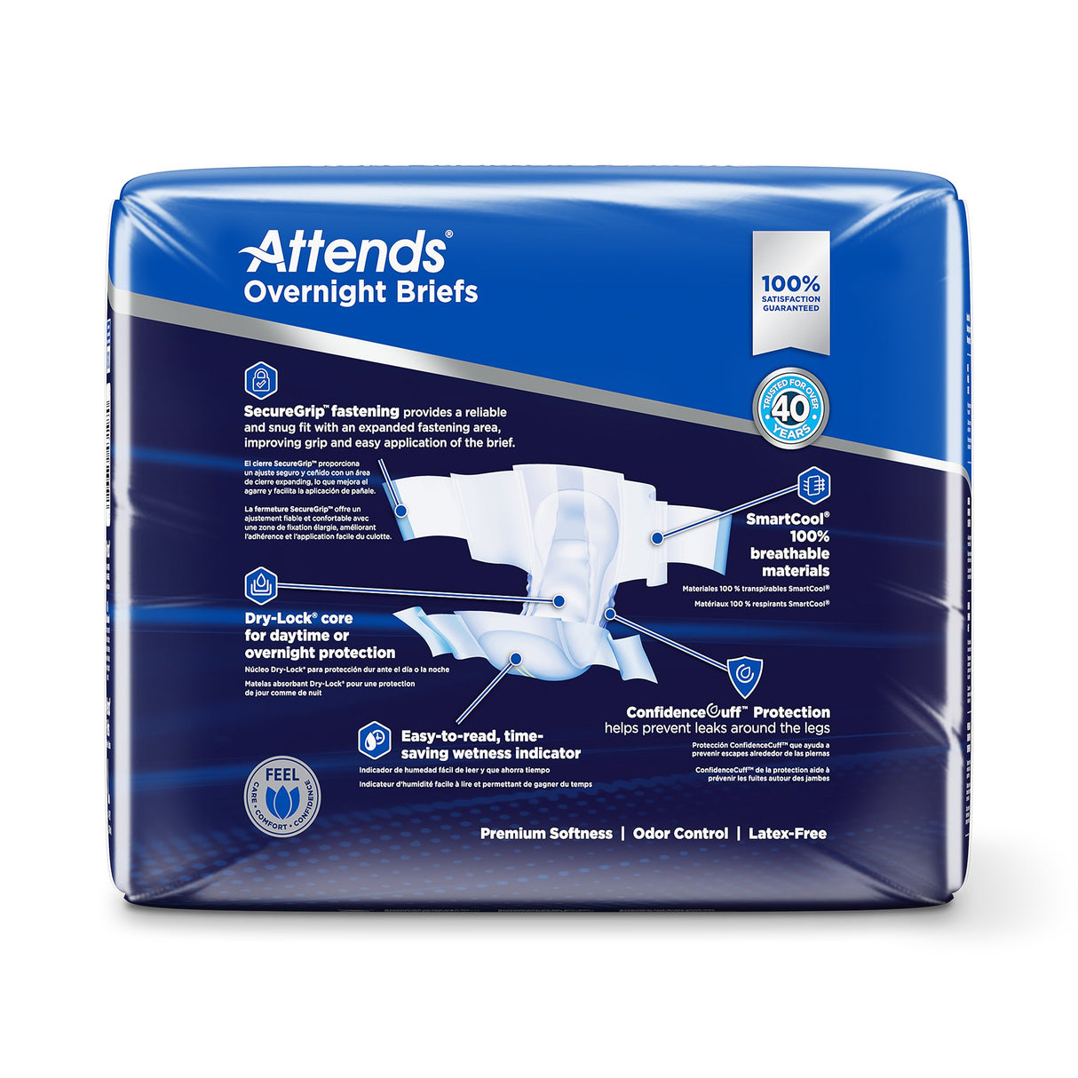 Unisex Adult Incontinence Brief Attends® Overnight Large Disposable Heavy Absorbency - BeHope