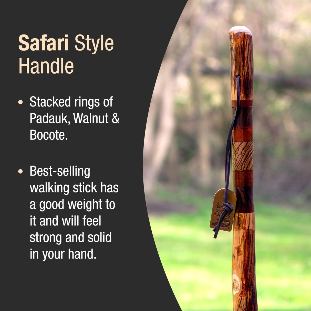 Walking Stick Brazos™ Wood 55 Inch Height Safari - BeHope