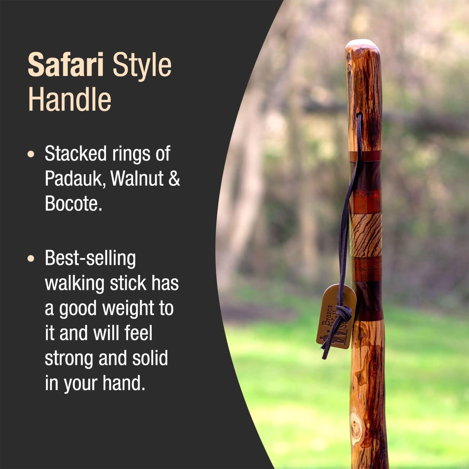 Walking Stick Brazos™ Wood 55 Inch Height Safari - BeHope