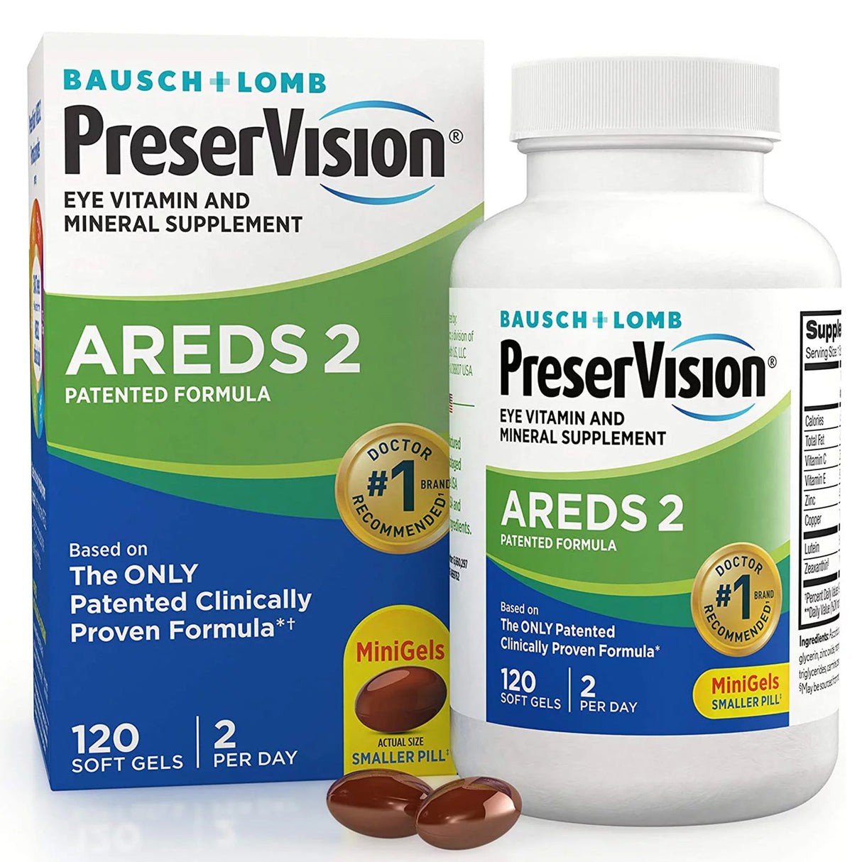 Eye Vitamin Supplement PreserVision® Areds 2 Ascorbic Acid / Vitamin E 2200 IU - 226 mg Strength Capsule 120 per Bottle - BeHope
