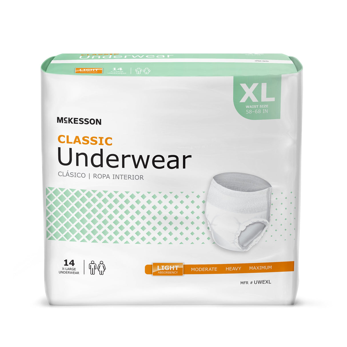 Unisex Adult Absorbent Underwear McKesson Classic Pull On with Tear Away Seams X-Large Disposable Light Absorbency - BeHope