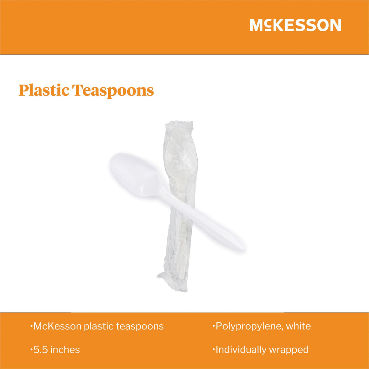Spoon McKesson Medium Weight White Polypropylene - BeHope