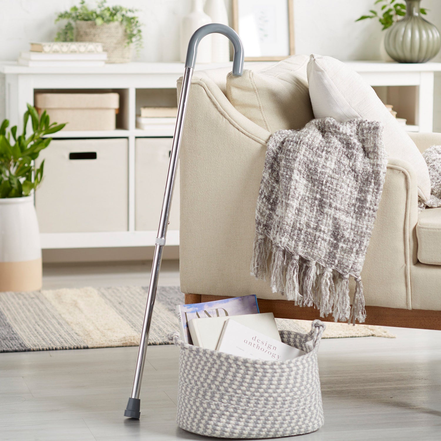 Round Handle Cane McKesson Aluminum 29-3/4 to 38-3/4 Inch Height Chrome - BeHope