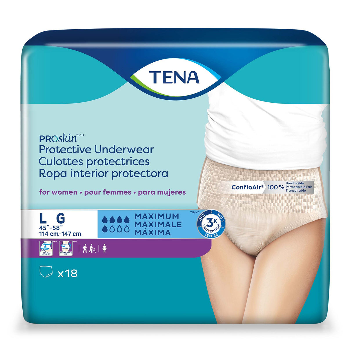 Female Adult Absorbent Underwear TENA® ProSkin™ Protective Pull On with Tear Away Seams Large Disposable Moderate Absorbency - BeHope