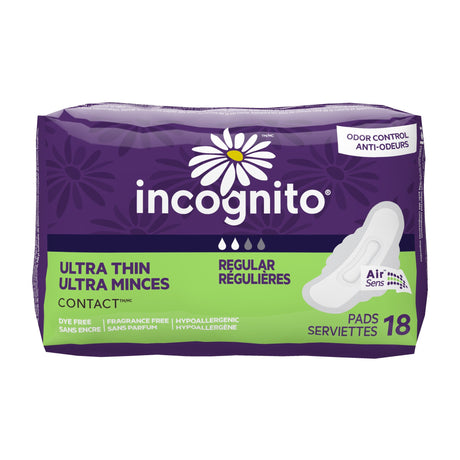 Feminine Pad Incognito® Ultra Thin with Wings Regular Absorbency - BeHope