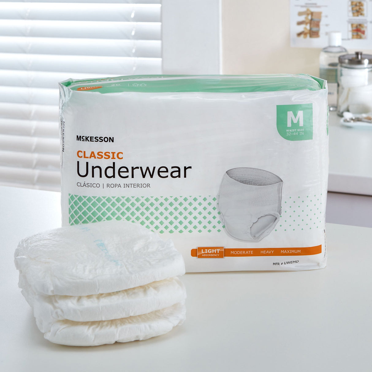 Unisex Adult Absorbent Underwear McKesson Classic Pull On with Tear Away Seams Medium Disposable Light Absorbency - BeHope