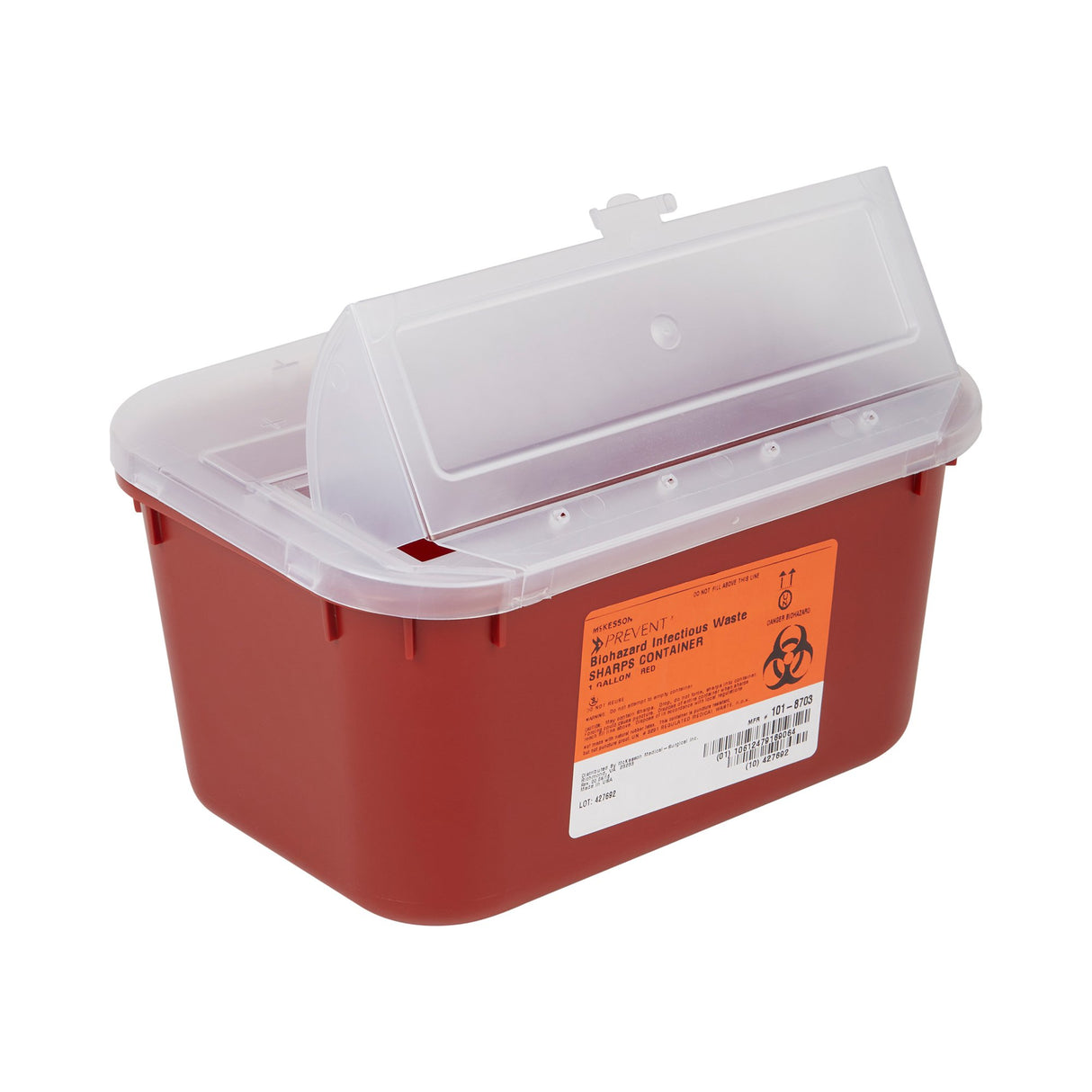 Sharps Container McKesson Red Base 5 H X 10 W X 7 D Inch Horizontal Entry 1 Gallon - BeHope