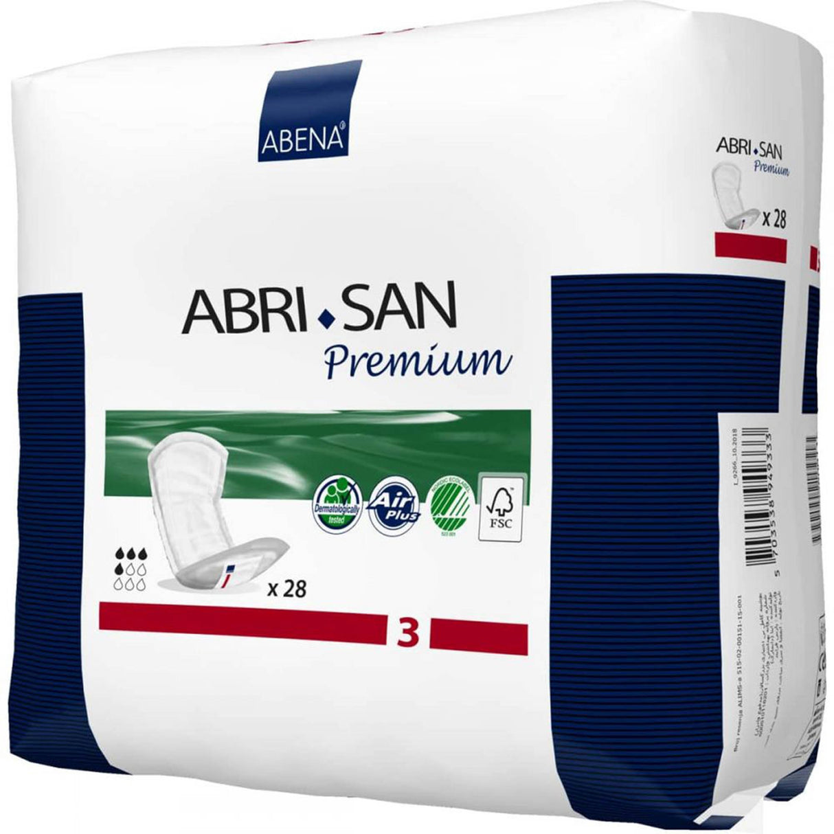 Bladder Control Pad Abri-San™ Premium #3 12 Inch Length Moderate Absorbency Fluff / Polymer Core One Size Fits Most - BeHope