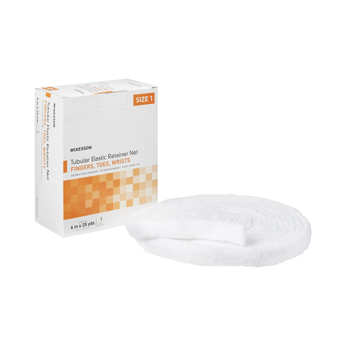 Elastic Net Retainer Dressing McKesson Tubular Elastic 6 Inch X 25 Yard (15.2 cm x 22.9 m) Size 1 White Finger / Toe / Wrist NonSterile - BeHope