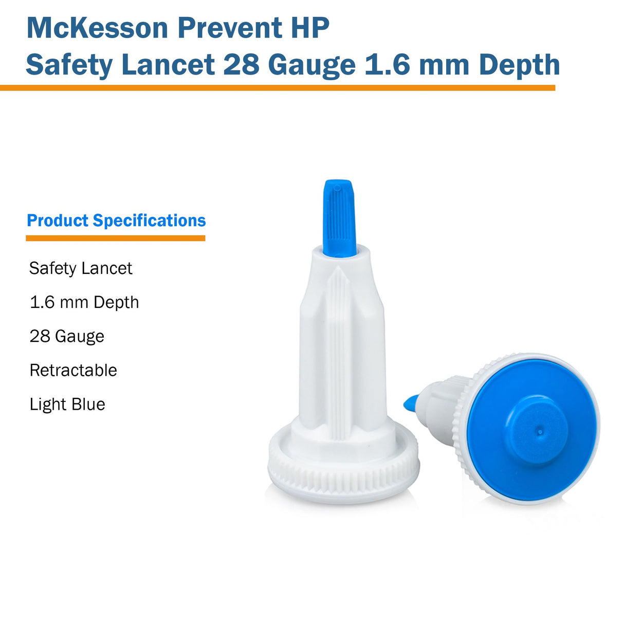 Safety Lancet McKesson Prevent® HP 28 Gauge Retractable Push Button Activation Finger - BeHope