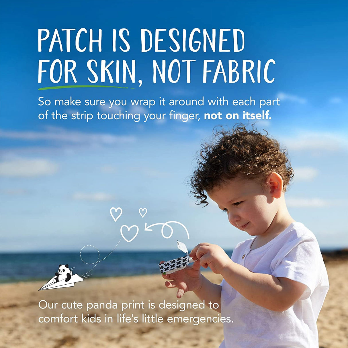 Adhesive Strip Patch™ Kids Bamboo / Coconut Oil Kid Design (Pandas) 2 X 3 Inch / 3 X 3 Inch Sterile - BeHope