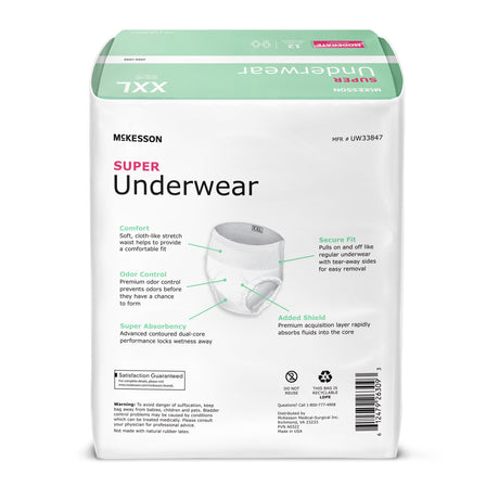 Unisex Adult Absorbent Underwear McKesson Pull On with Tear Away Seams 2X-Large Disposable Moderate Absorbency - BeHope