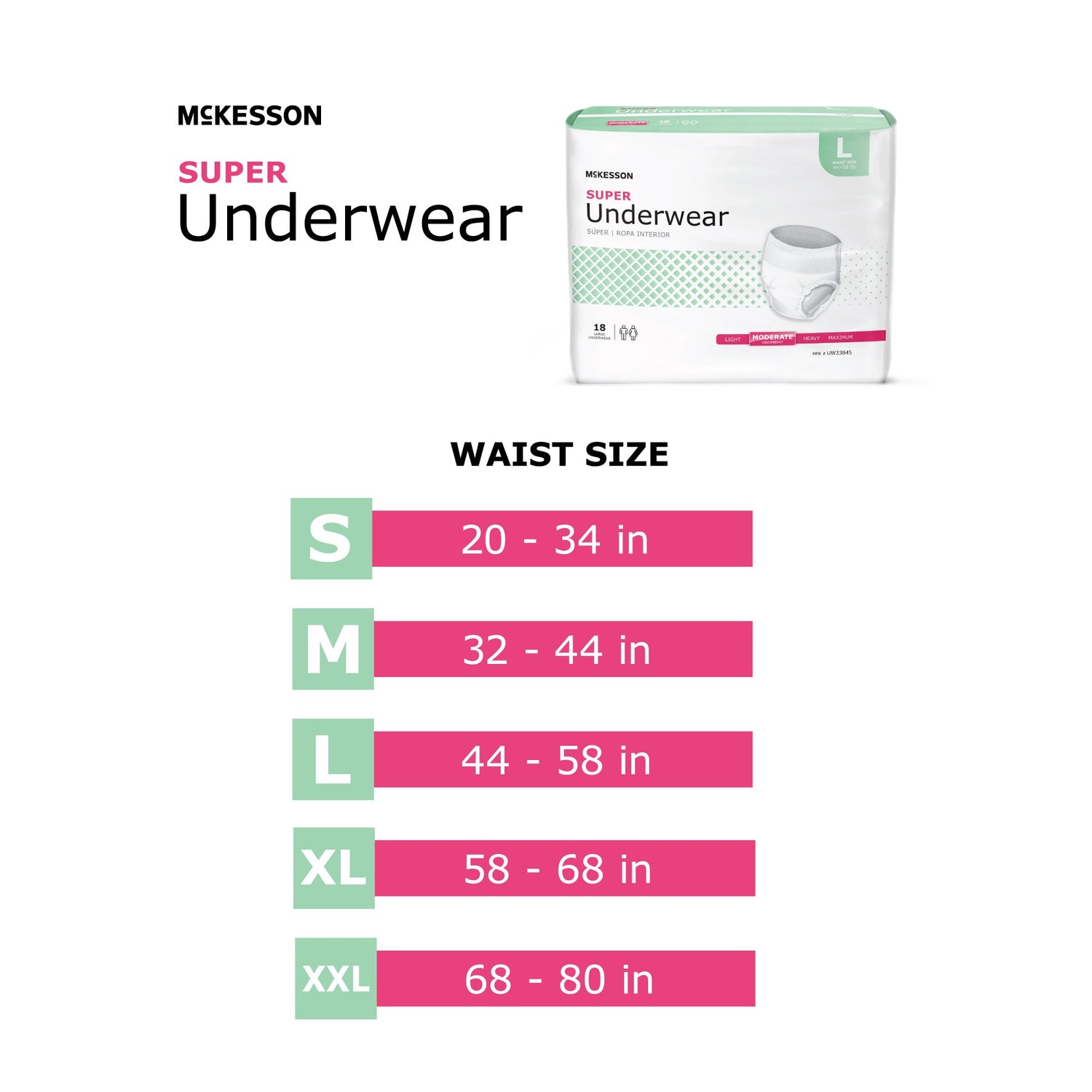 Unisex Adult Absorbent Underwear McKesson Pull On with Tear Away Seams Large Disposable Moderate Absorbency - BeHope