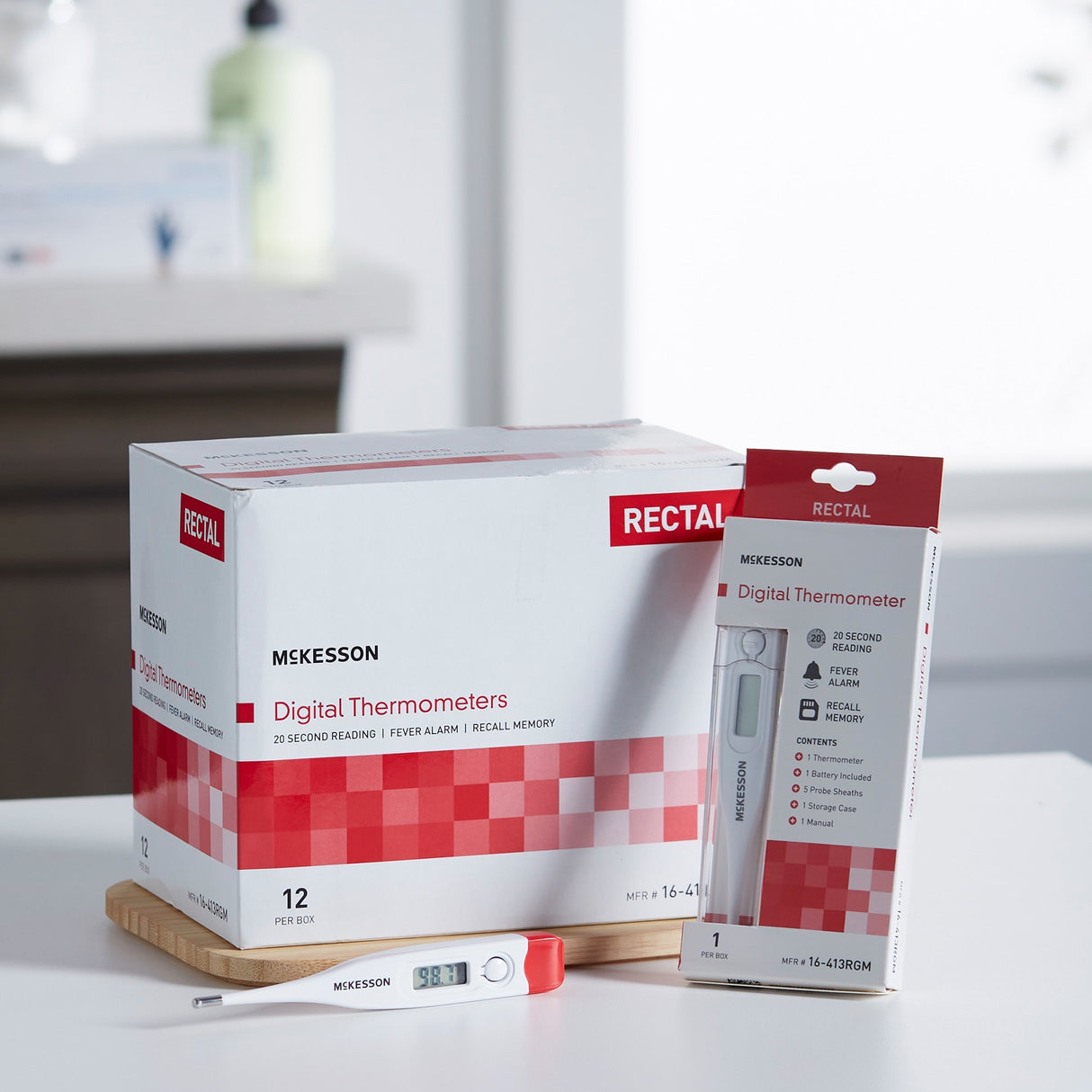 Digital Stick Thermometer McKesson Oral / Rectal / Axillary Probe Handheld - BeHope