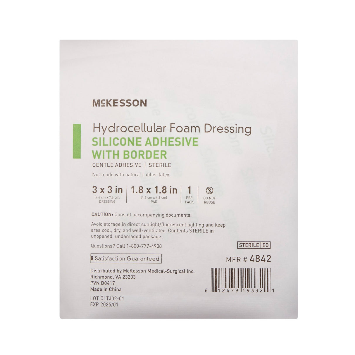 Foam Dressing McKesson 3 X 3 Inch With Border Film Backing Silicone Gel Adhesive Square Sterile - BeHope