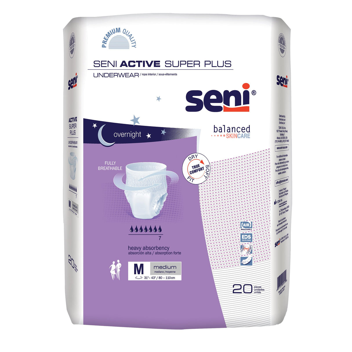 Unisex Adult Absorbent Underwear Seni® Active Super Plus Pull On with Tear Away Seams Medium Disposable Heavy Absorbency - BeHope