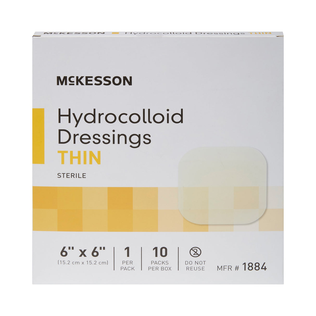 Thin Hydrocolloid Dressing McKesson Film Backing 6 X 6 Inch Square Hydrocolloid / Film - BeHope