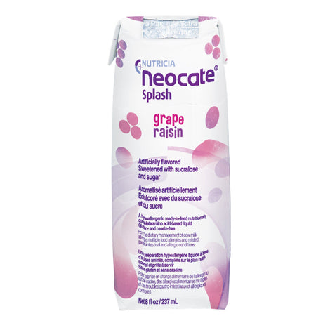 Pediatric Oral Supplement Neocate® Splash Grape Flavor 8 oz. Carton Liquid Amino Acid Food Allergies - BeHope