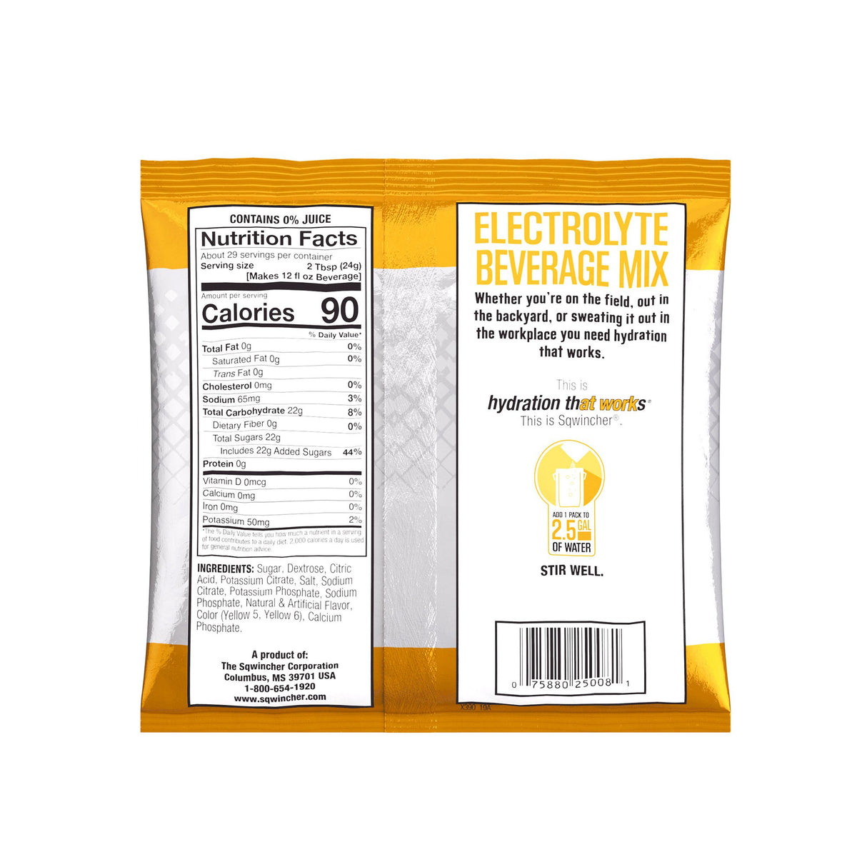 Oral Electrolyte Solution Sqwincher® Powder Pack® Orange Flavor 23.83 oz. Electrolyte - BeHope