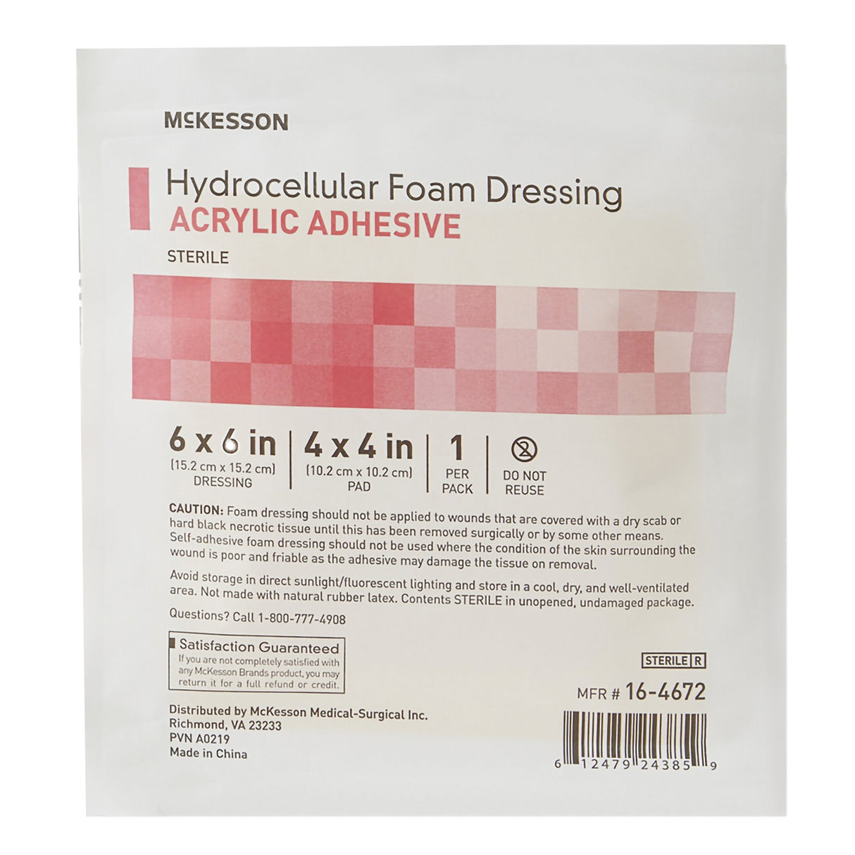 Foam Dressing McKesson 6 X 6 Inch With Border Film Backing Acrylic Adhesive Square Sterile - BeHope