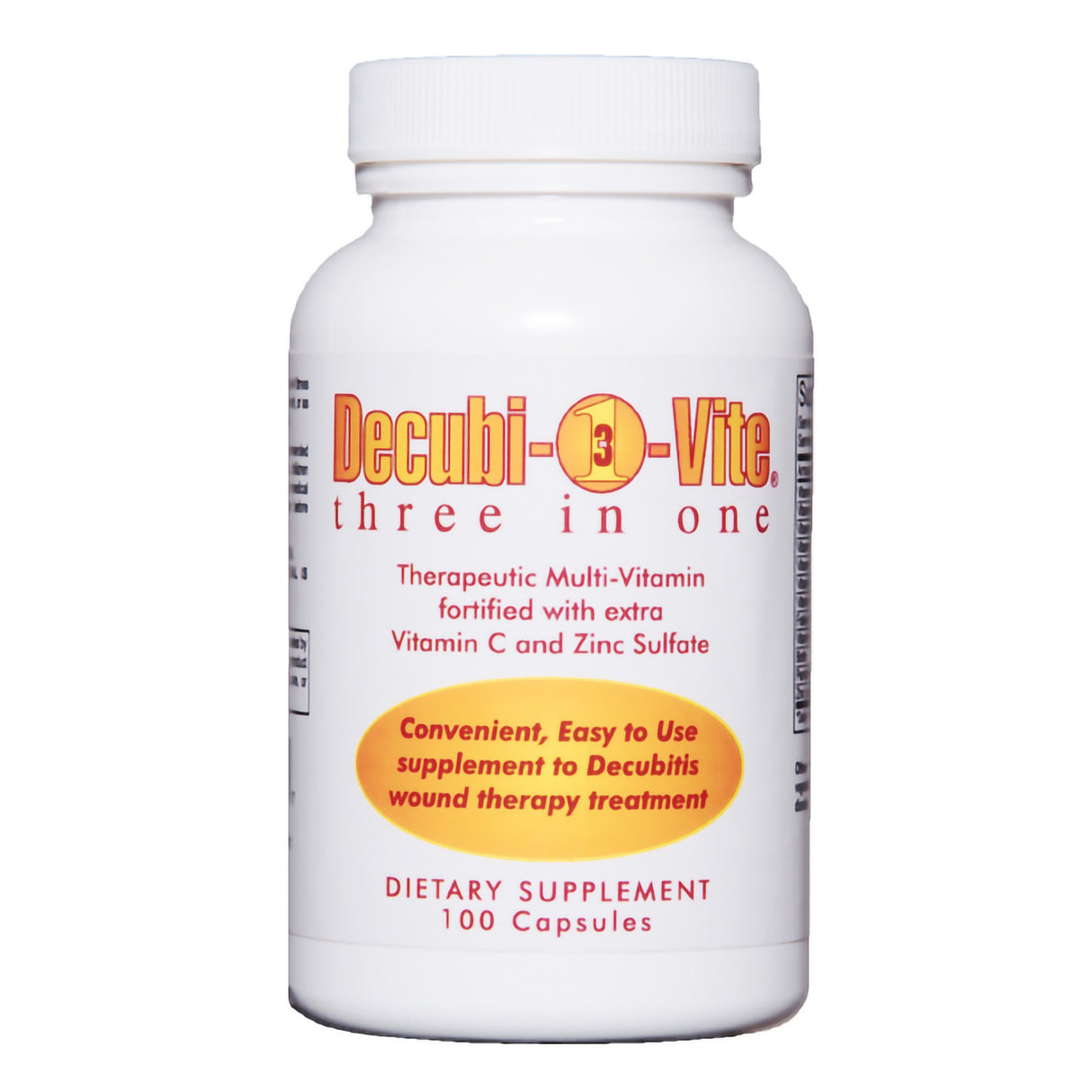 Multivitamin Supplement Decubivite® Three In One Vitamin / Minerals 500 mg Strength Capsule 100 per Bottle - BeHope