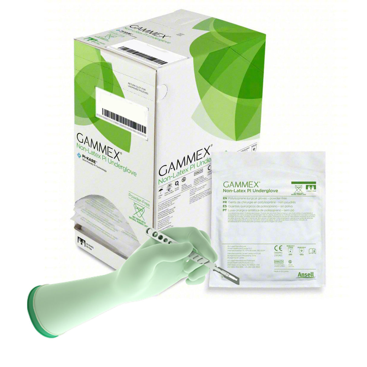 Surgical Underglove GAMMEX® Non-Latex PI Underglove Size 6 Sterile Polyisoprene Standard Cuff Length Micro-Textured Green Chemo Tested - BeHope