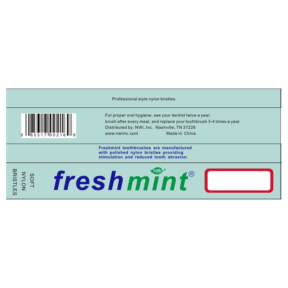 Toothbrush Freshmint® Assorted Colors Adult Nylon - BeHope
