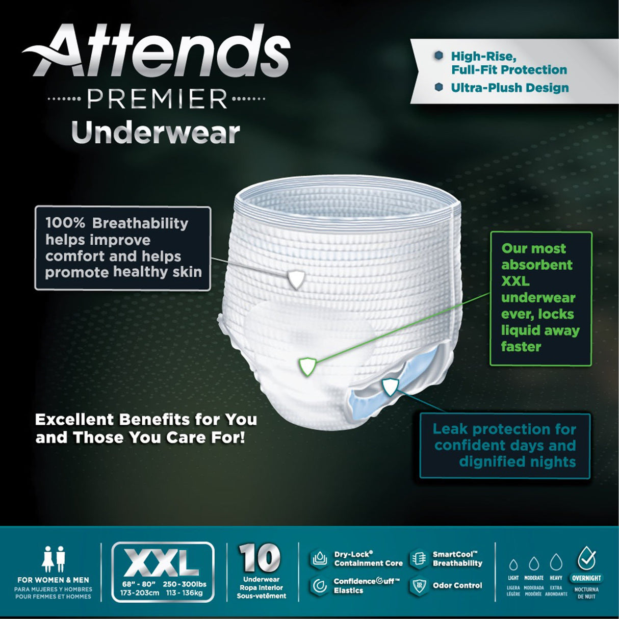 Unisex Adult Absorbent Underwear Attends® Premier Pull On with Tear Away Seams 2X-Large Disposable Heavy Absorbency - BeHope