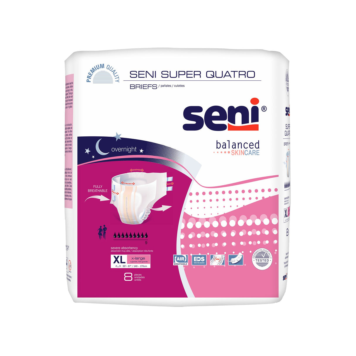 Unisex Adult Incontinence Brief Seni® Super Quatro X-Large Disposable Heavy Absorbency - BeHope
