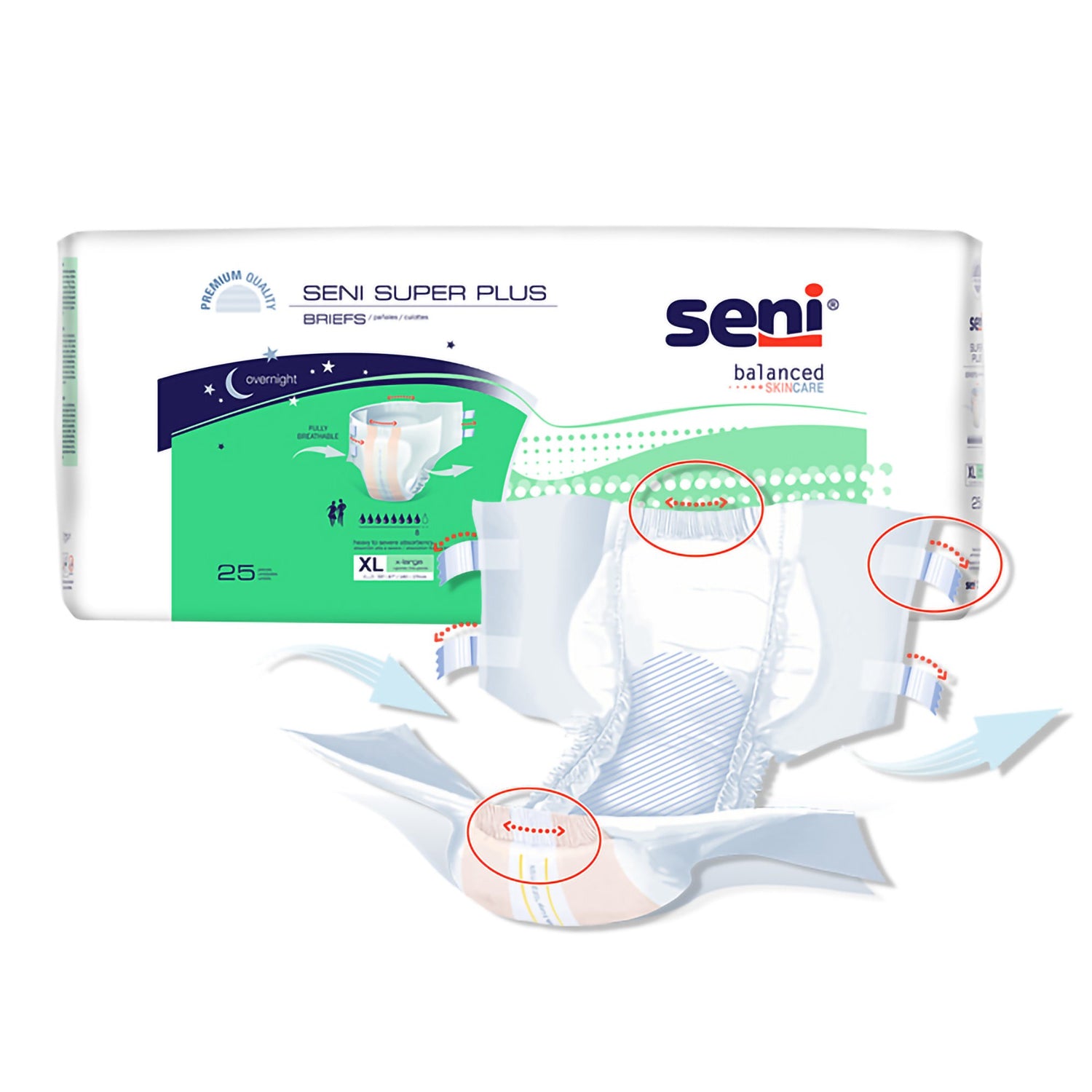 Unisex Adult Incontinence Brief Seni® Super Plus X-Large Disposable Heavy Absorbency - BeHope