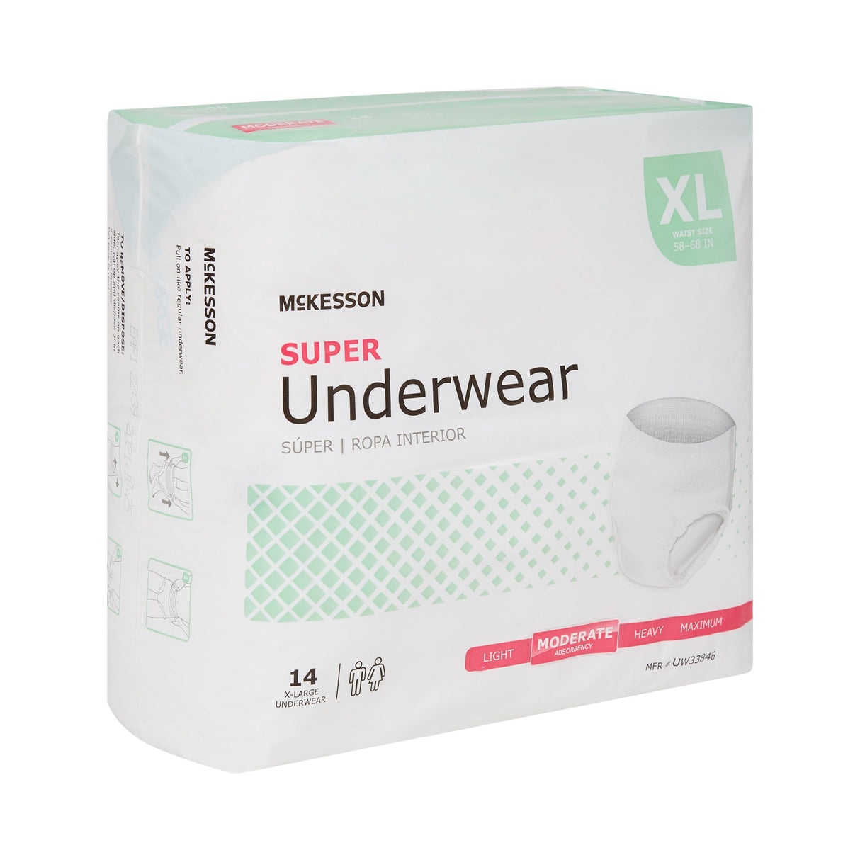 Unisex Adult Absorbent Underwear McKesson Pull On with Tear Away Seams X-Large Disposable Moderate Absorbency - BeHope